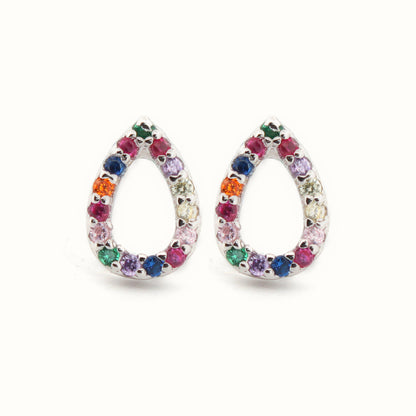 Sterling Silver Rhodium Plated CZ Set Stud Earrings – AES205