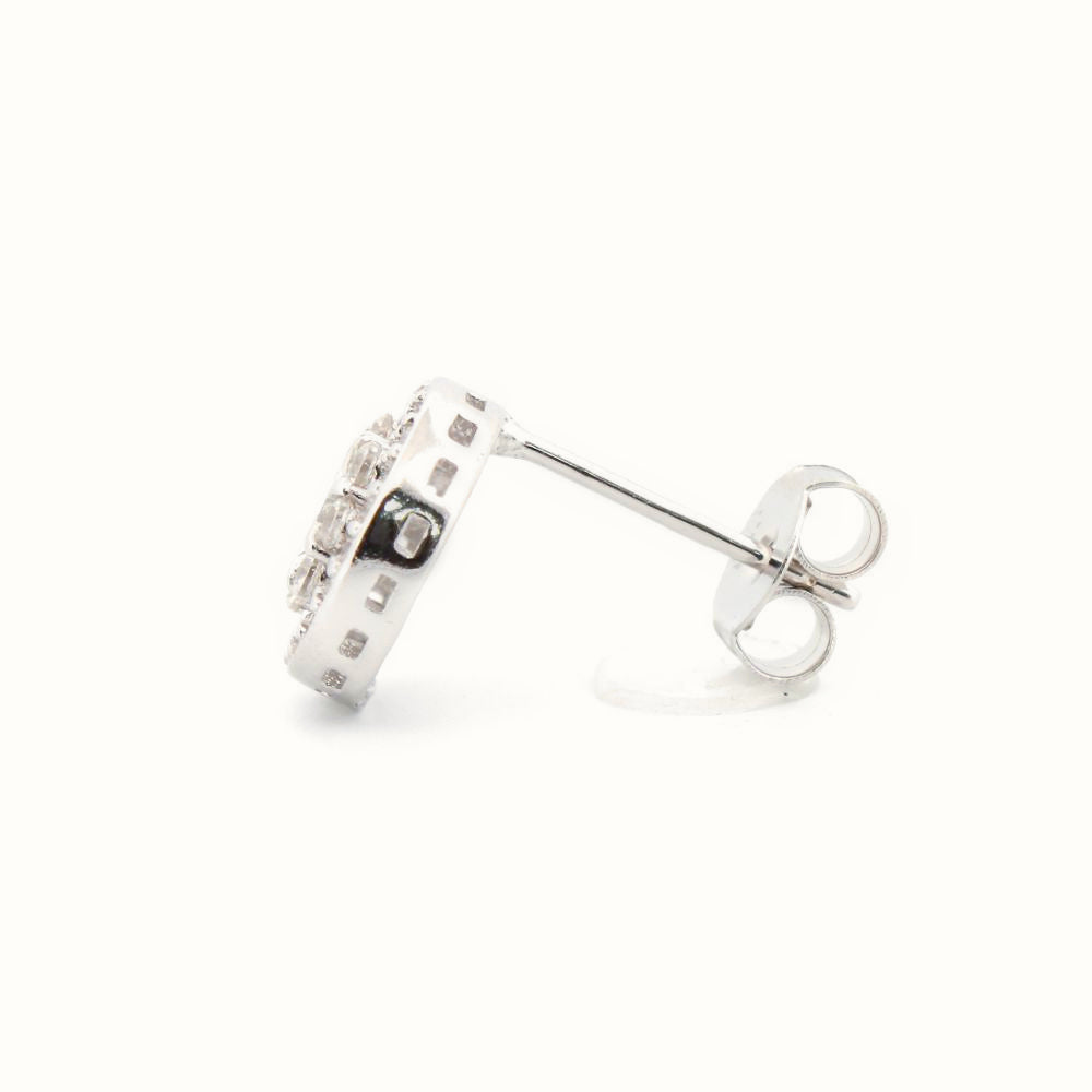 Sterling Silver Rhodium Plated CZ Set Stud Earrings – AES206