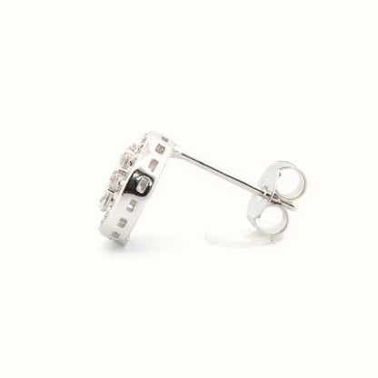 Sterling Silver Rhodium Plated CZ Set Stud Earrings – AES206