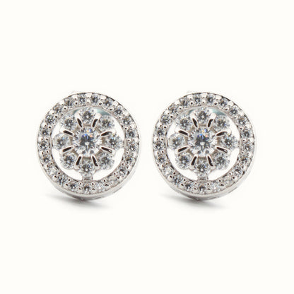 Sterling Silver Rhodium Plated CZ Set Stud Earrings – AES206