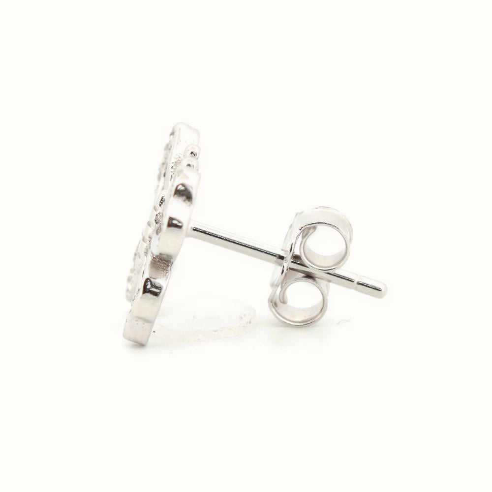 Sterling Silver Rhodium Plated CZ Set Stud Earrings – AES207