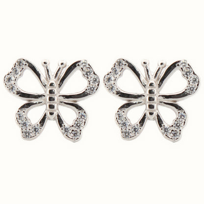 Sterling Silver Rhodium Plated CZ Set Stud Earrings – AES207