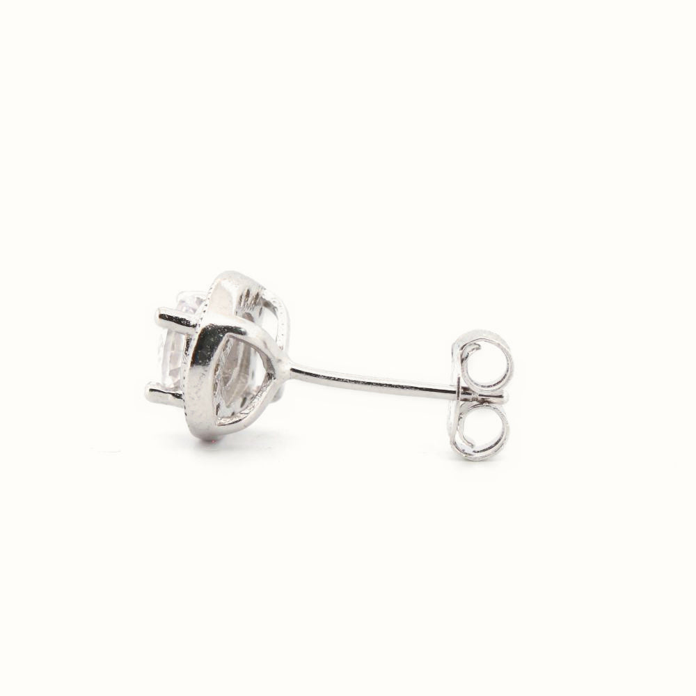 Sterling Silver Rhodium Halo CZ Stud Earrings White – AES219W