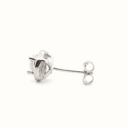 Sterling Silver Rhodium Halo CZ Stud Earrings White – AES219W