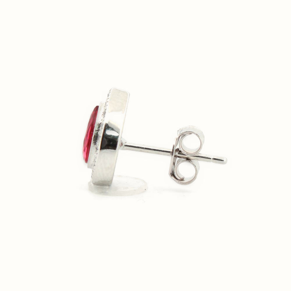 Sterling Silver Rhodium Pear Shape Stud Earrings Ruby Centre CZ – AES223R