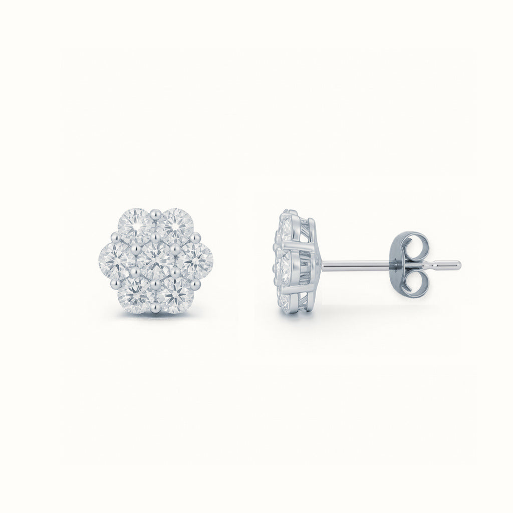Sterling Silver CZ Set 6x1 Cluster Studs 6mm – AES263A