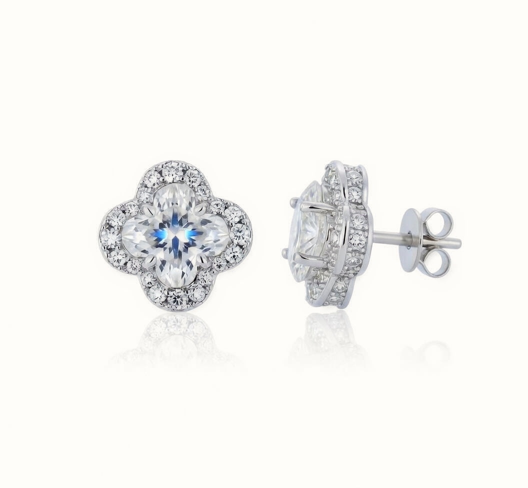 Sterling Silver CZ Set Clover Studs 5.0mm – AES266B