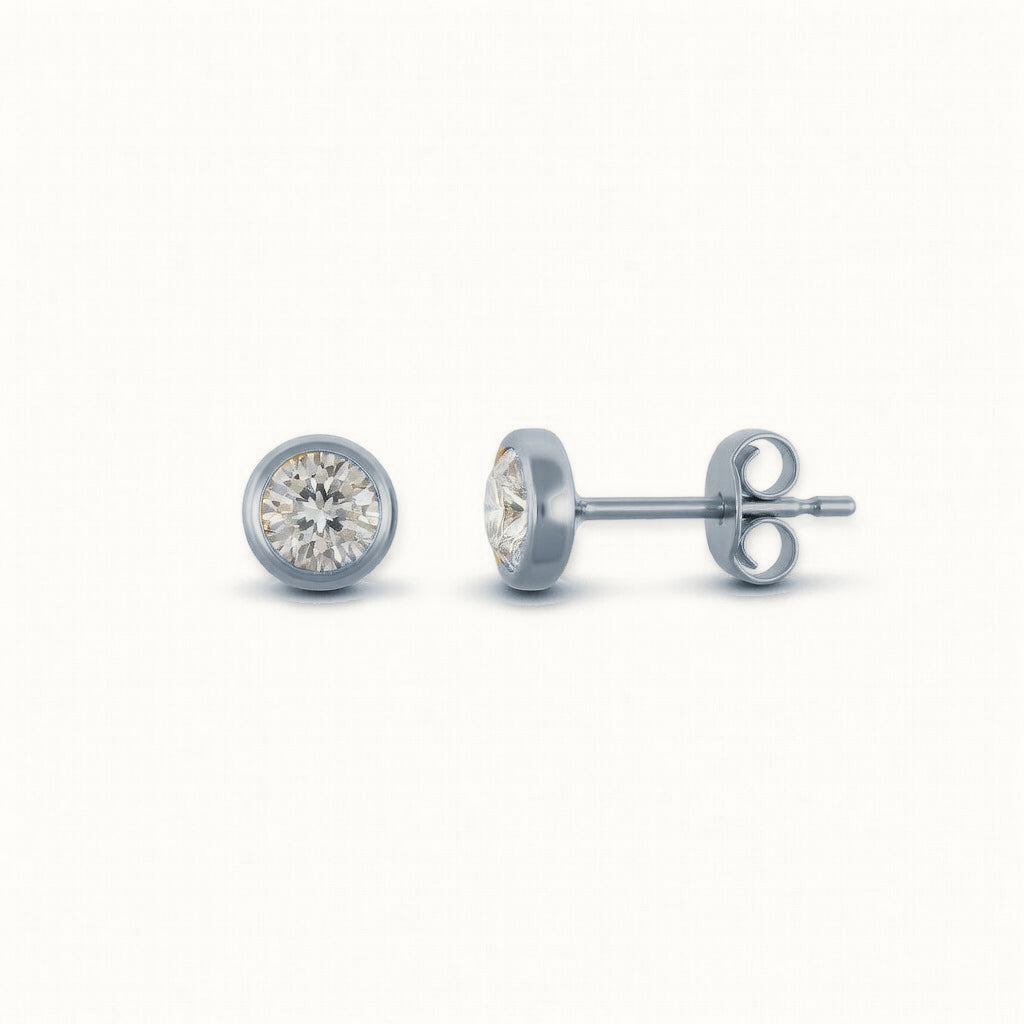 Sterling Silver 5mm Rub Over Stud Earrings – AES270C