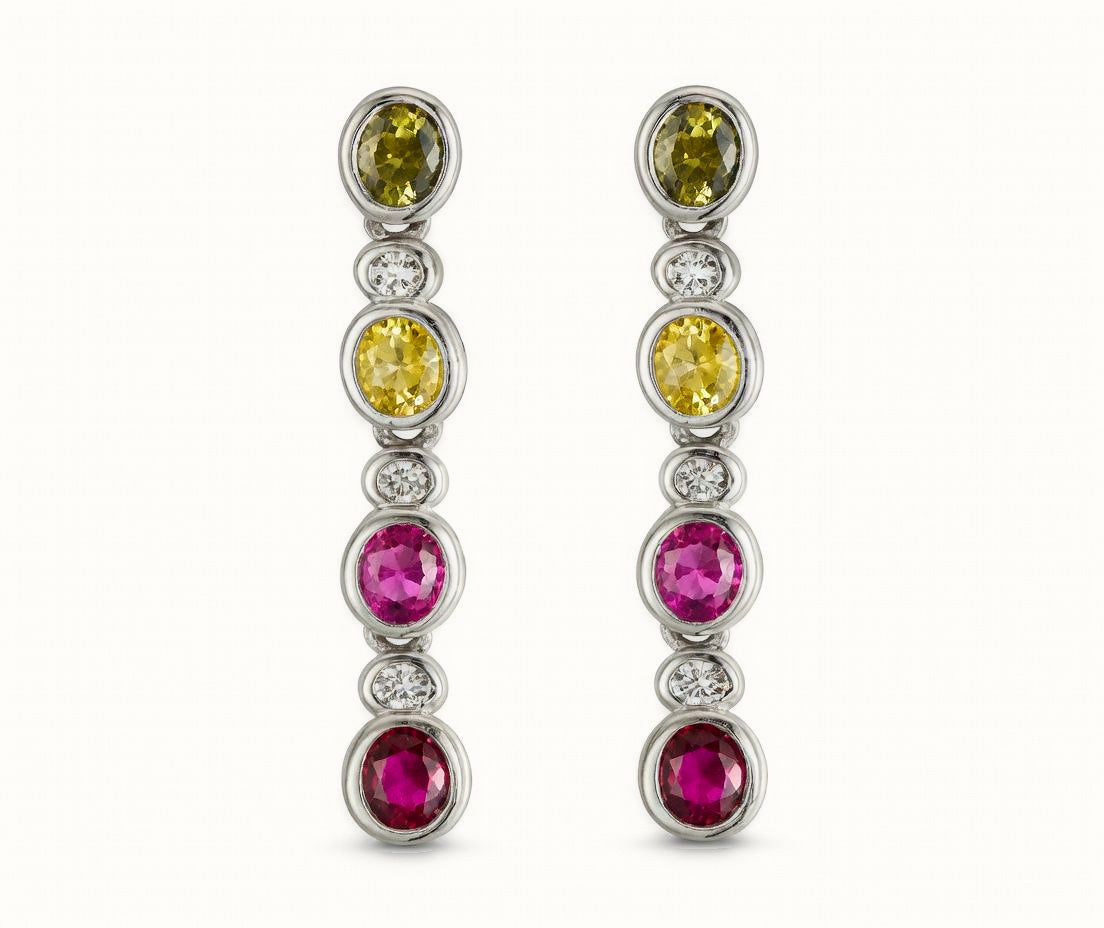 Sterling Silver Multi CZ Linear Drops – AES287