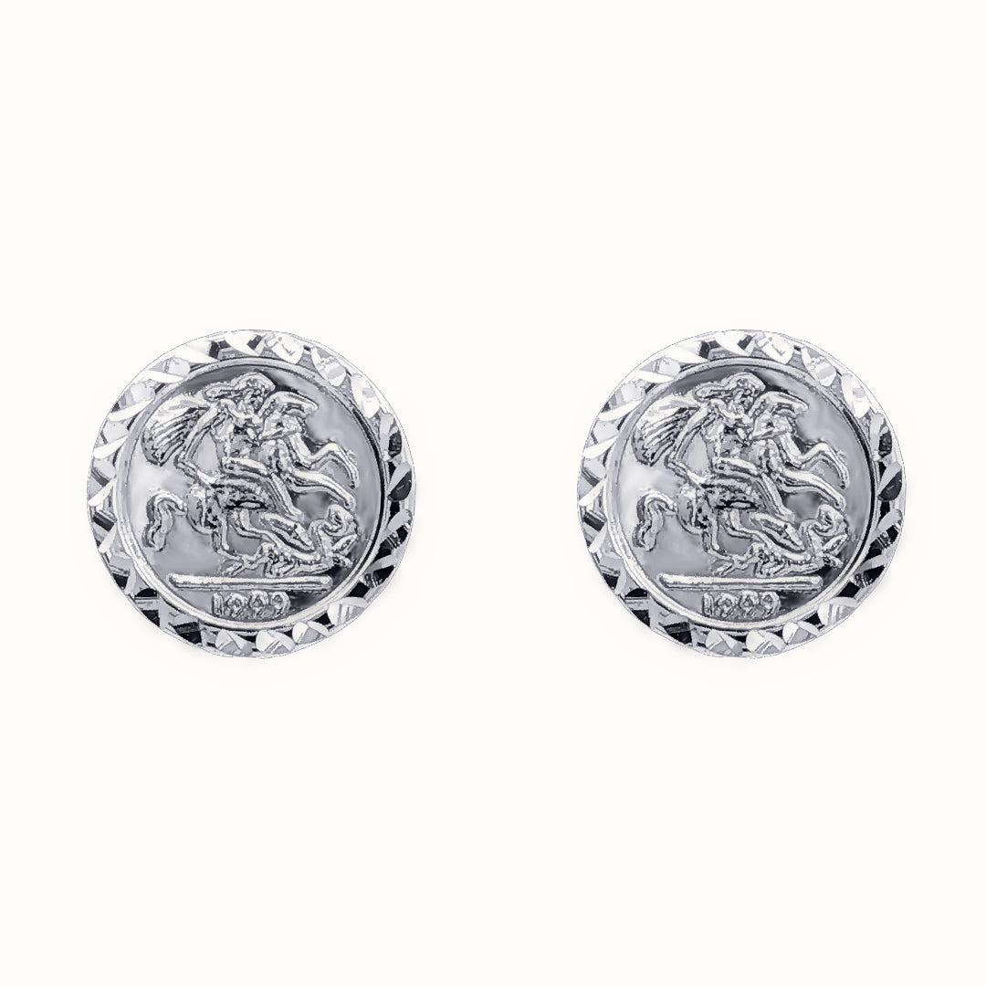 Sterling Silver 10mm St George & Dragon Stud Earrings – AES291