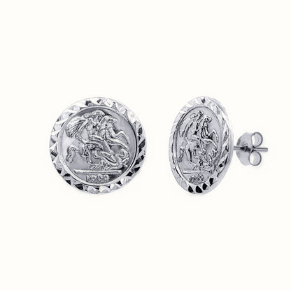 Sterling Silver 10mm St George & Dragon Stud Earrings – AES291