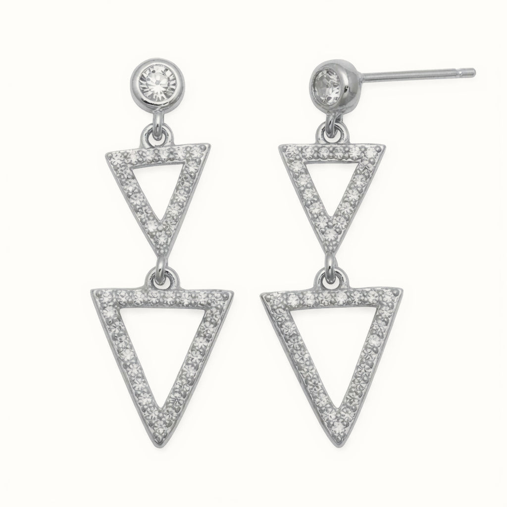 Sterling Silver CZ Triangle Drop Earrings – AES293