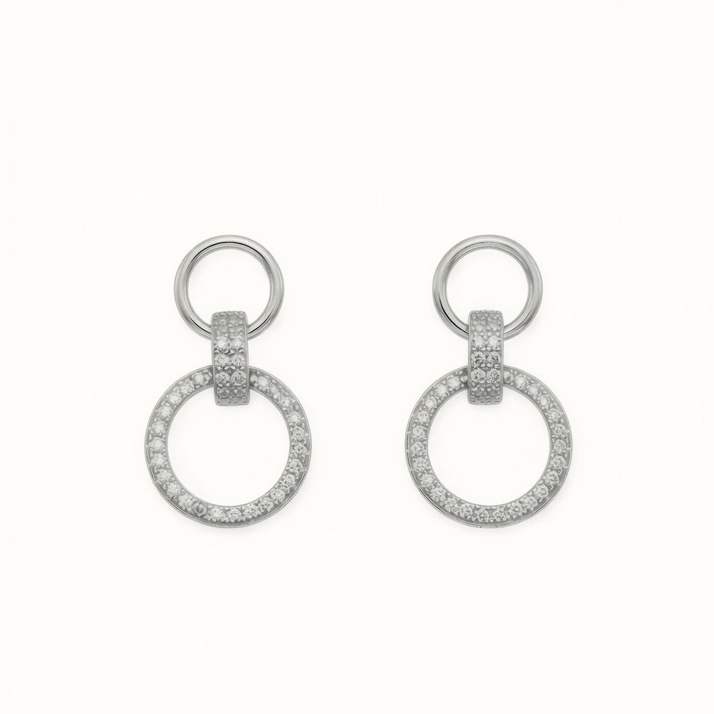 Sterling Silver CZ Circle Pendant Set – AES294