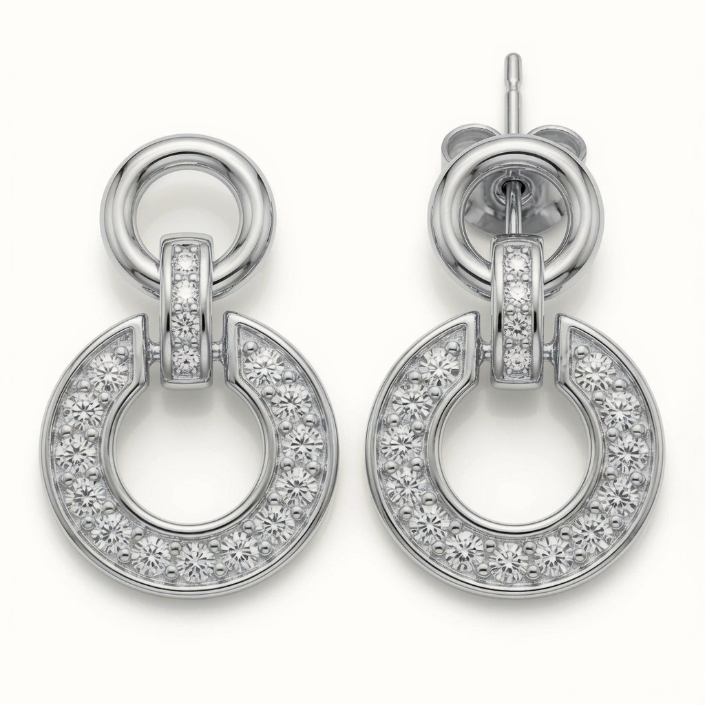 Sterling Silver CZ Horseshoe Drop Earrings – AES316