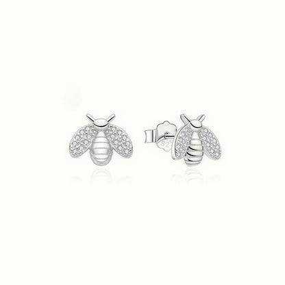 Sterling Silver Rhodium Plated CZ Set Bumble Bee Stud Earrings – AES324