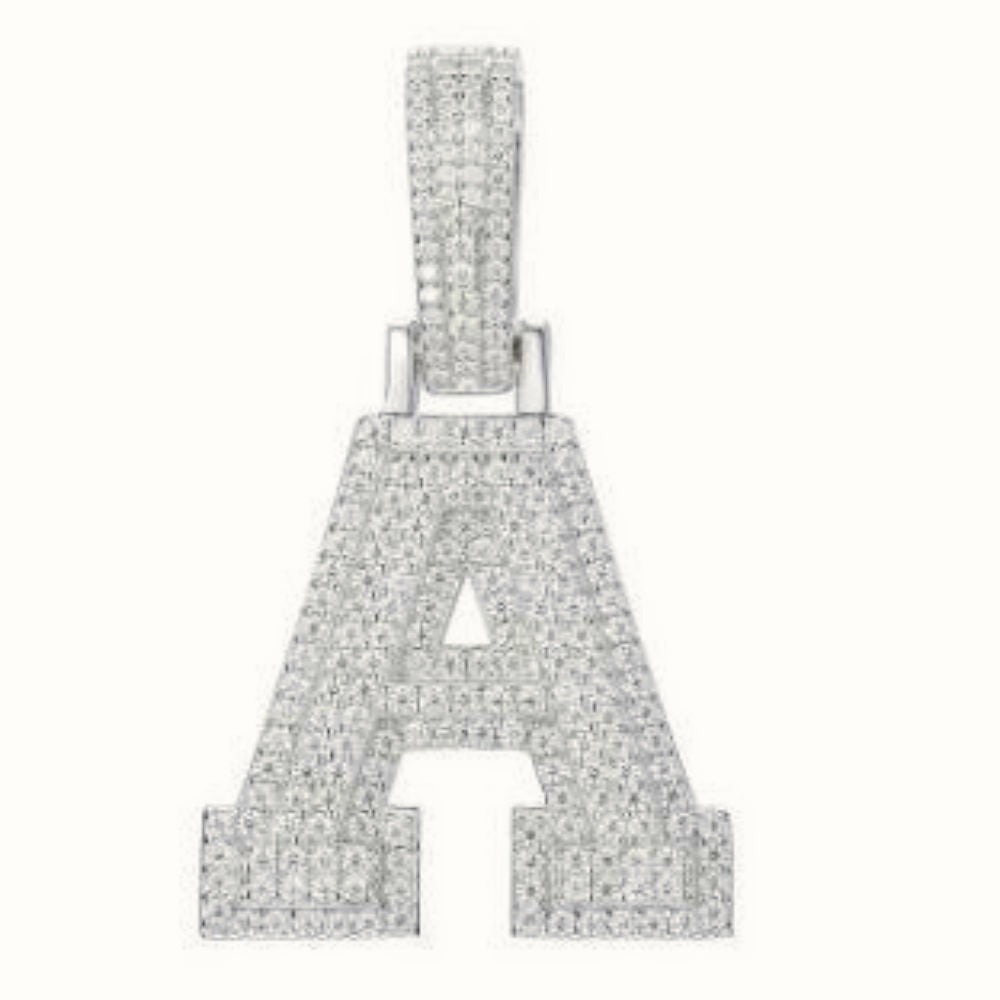 Sterling Silver CZ Set Initial Pendant – AIN004