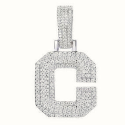 Sterling Silver CZ Set Initial Pendant – AIN004