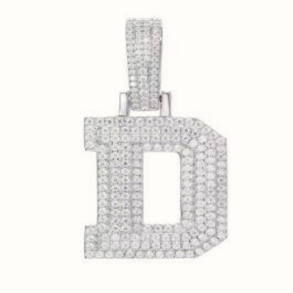 Sterling Silver CZ Set Initial Pendant – AIN004