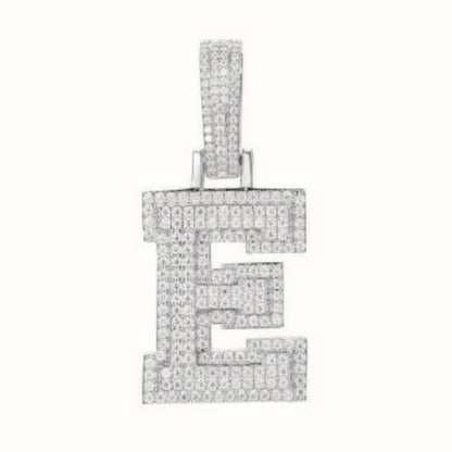 Sterling Silver CZ Set Initial Pendant – AIN004