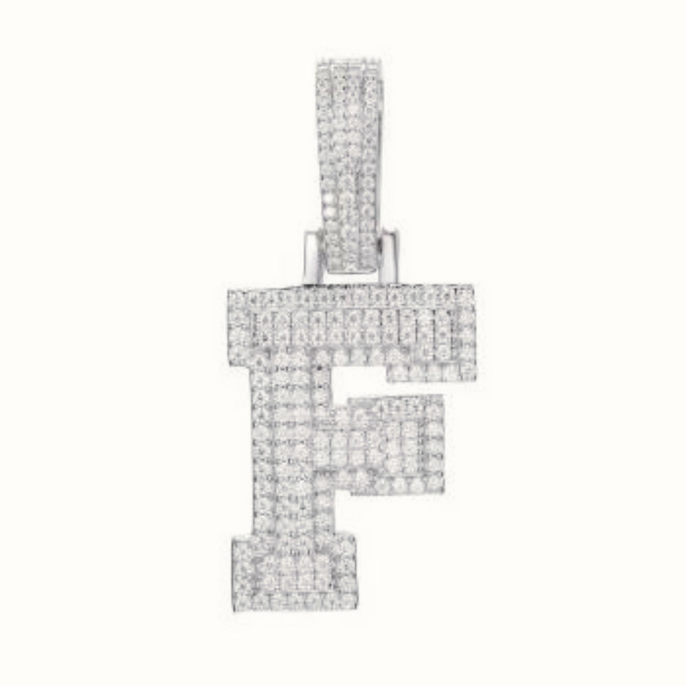 Sterling Silver CZ Set Initial Pendant – AIN004