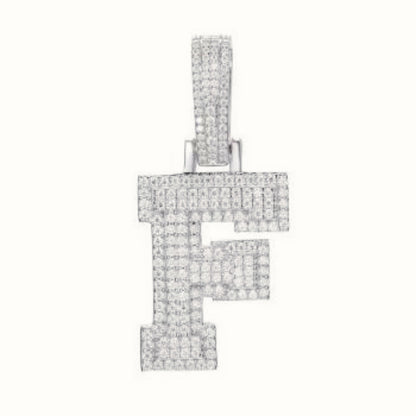 Sterling Silver CZ Set Initial Pendant – AIN004