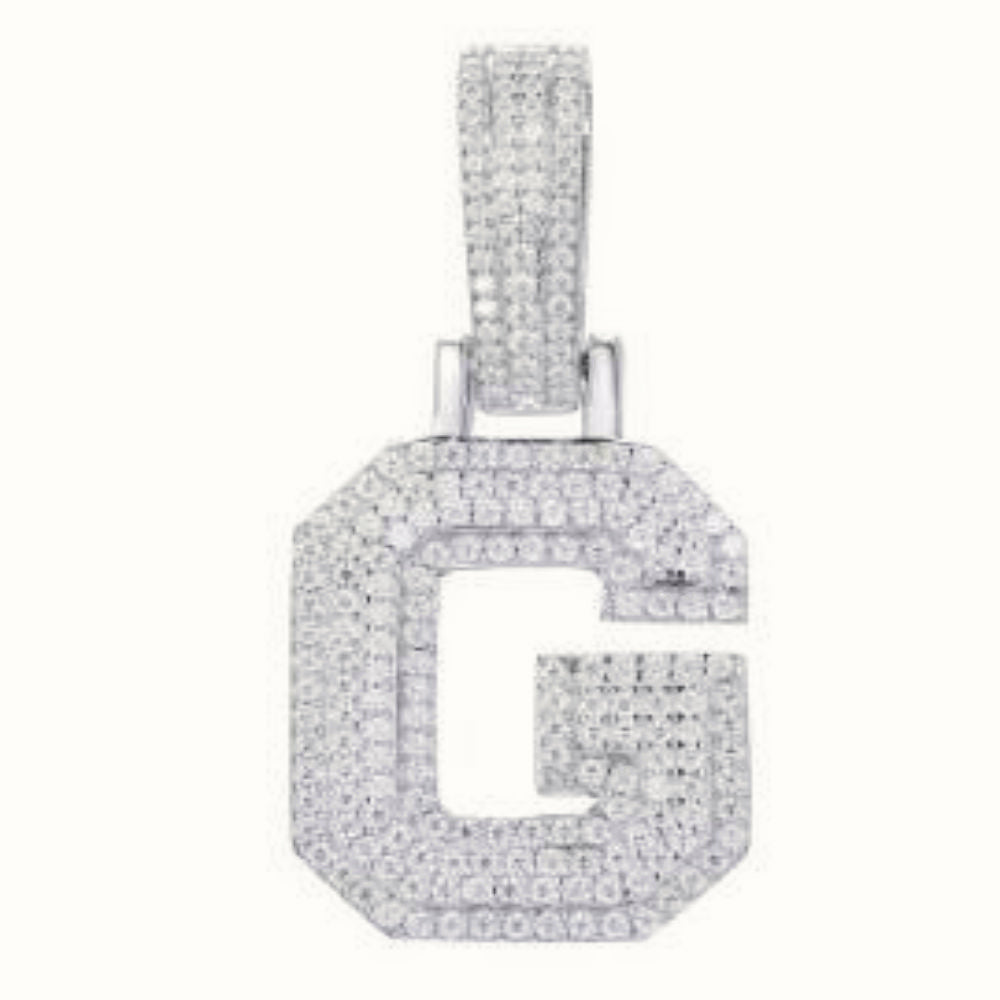 Sterling Silver CZ Set Initial Pendant – AIN004