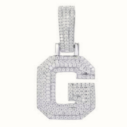 Sterling Silver CZ Set Initial Pendant – AIN004