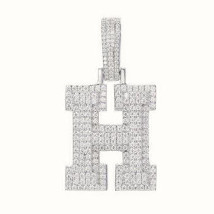 Sterling Silver CZ Set Initial Pendant – AIN004