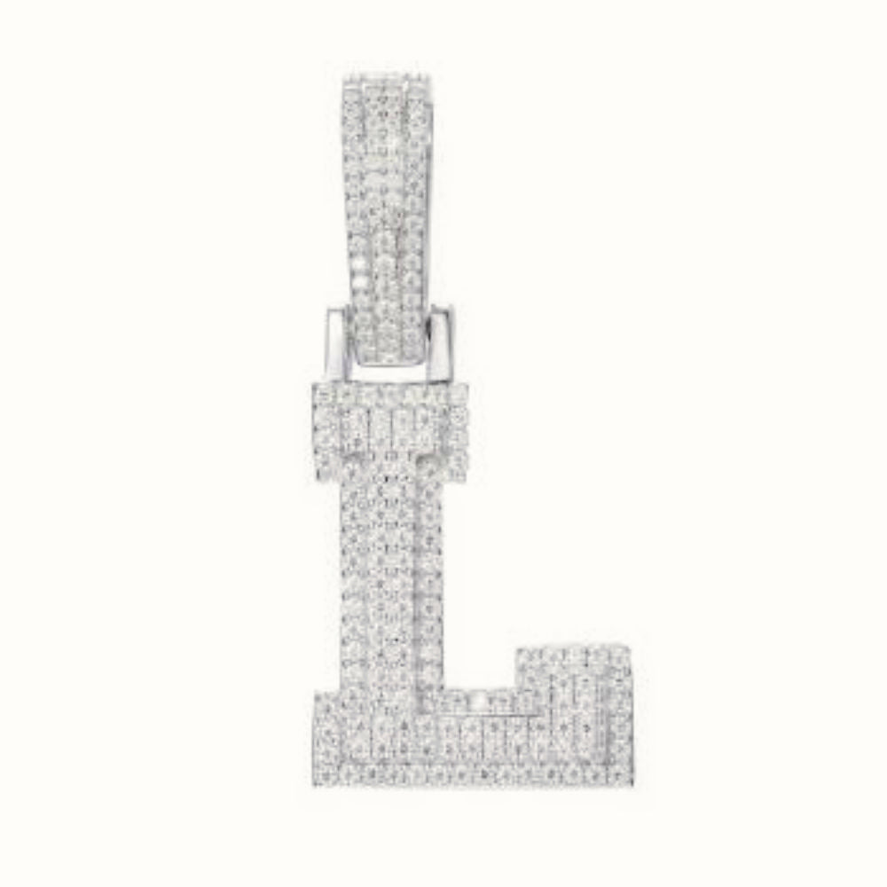 Sterling Silver CZ Set Initial Pendant – AIN004
