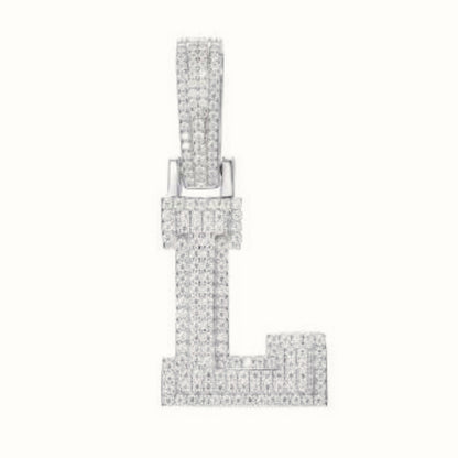 Sterling Silver CZ Set Initial Pendant – AIN004