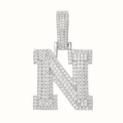 Sterling Silver CZ Set Initial Pendant – AIN004