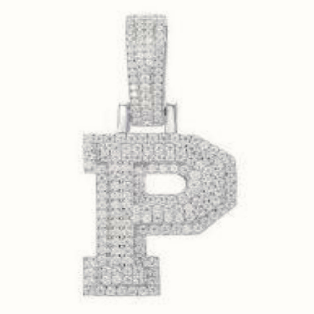 Sterling Silver CZ Set Initial Pendant – AIN004