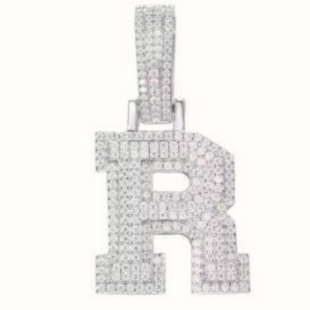 Sterling Silver CZ Set Initial Pendant – AIN004