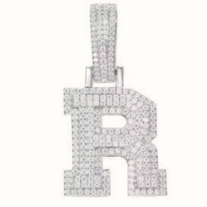Sterling Silver CZ Set Initial Pendant – AIN004