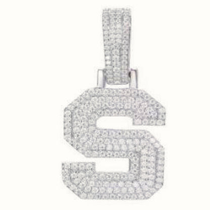 Sterling Silver CZ Set Initial Pendant – AIN004