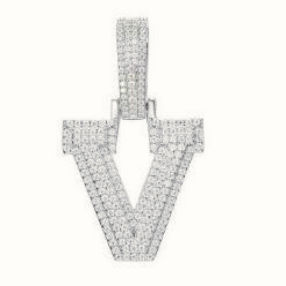 Sterling Silver CZ Set Initial Pendant – AIN004
