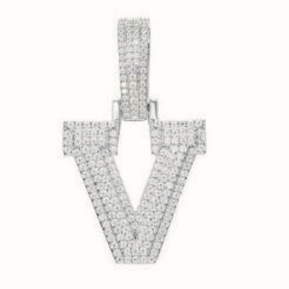 Sterling Silver CZ Set Initial Pendant – AIN004