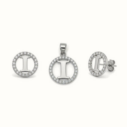 Sterling Silver CZ Letter Pendant Set – AIN005