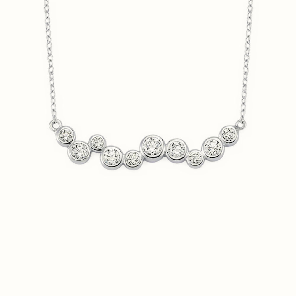 Sterling Silver CZ Set Pebble Necklace – ANC065
