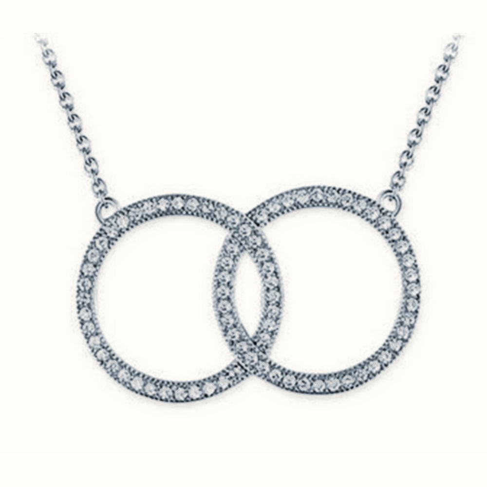 Sterling Silver Rhodium Plated CZ Set Twin Circle of Life Necklace – ANC085
