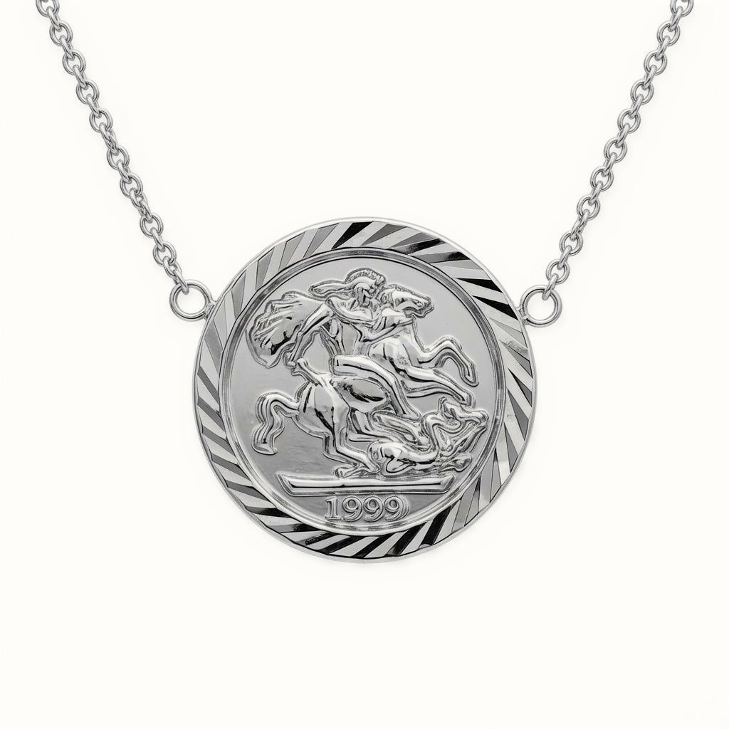 Sterling Silver St George Coin Pendant Necklace – ANC119