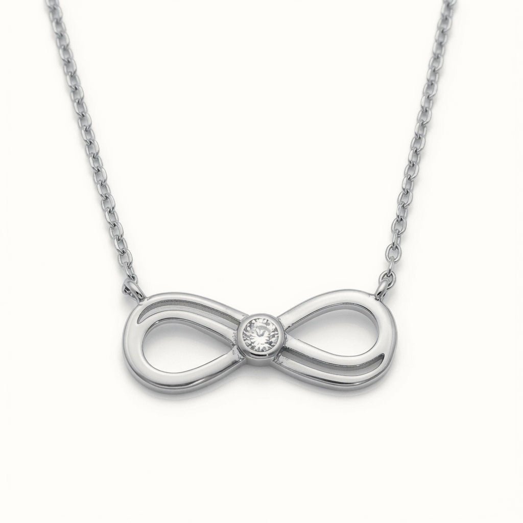 Sterling Silver CZ Infinity Necklace – ANC122