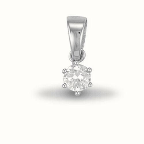 Sterling Silver CZ Solitaire Pendant – APD065
