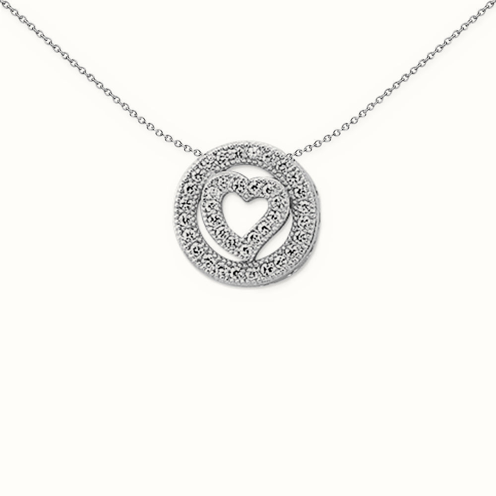 Sterling Silver CZ Heart in Circle Slider – APD159