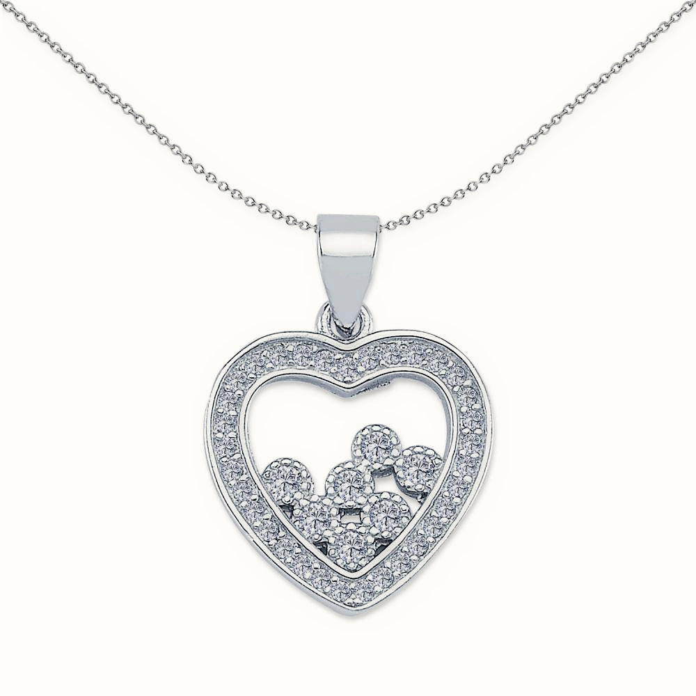 Sterling Silver CZ Heart Pendant – APD160