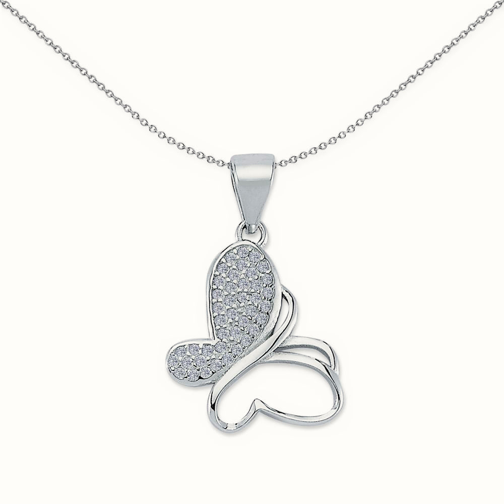 Sterling Silver CZ Butterfly Pendant – APD165