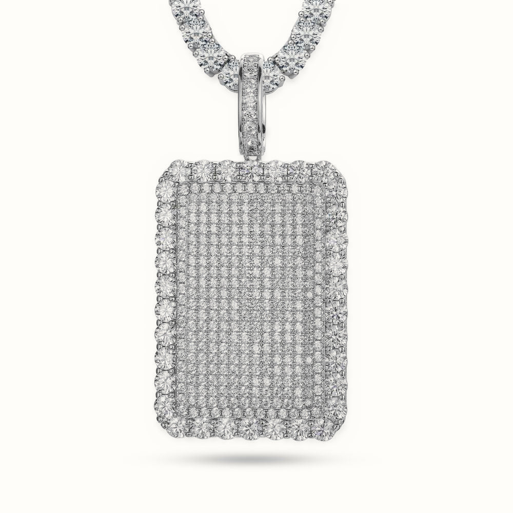 Sterling Silver CZ Set Dog Tag Pendant – APD175