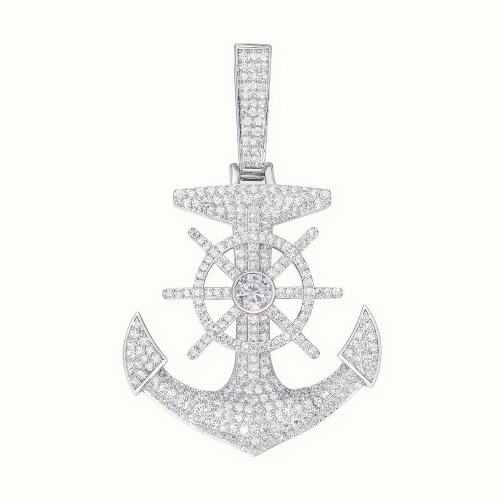 Sterling Silver CZ Set Anchor Pendant – APD176