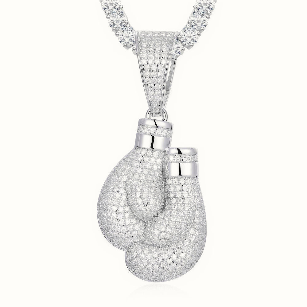 Sterling Silver CZ Set Pair Boxing Gloves Pendant – APD178