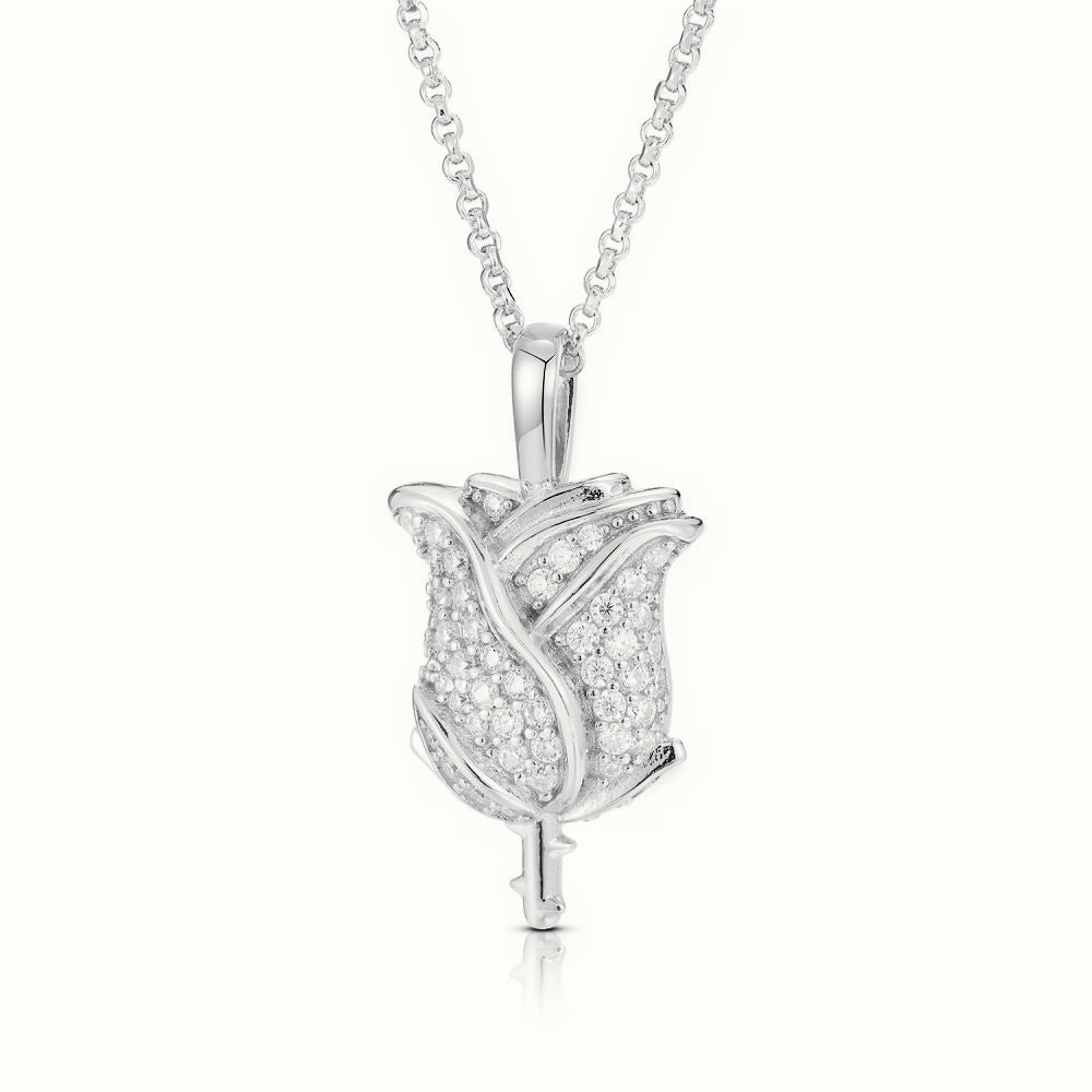 Sterling Silver CZ Set Tulip Pendant – APD179